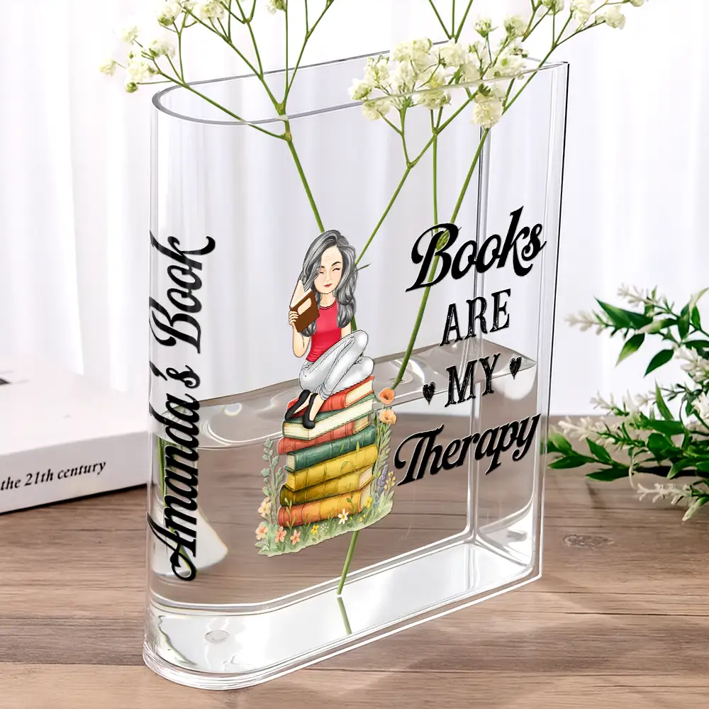 Just A Girl Who Loves Books - Personalized Acrylic Book Vase - Image 2