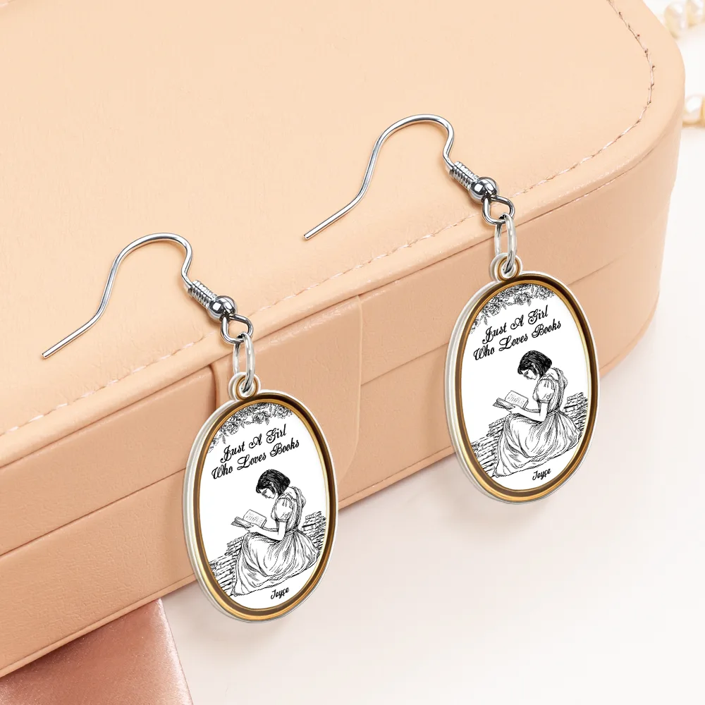 Just A Girl Who Loves Books - Personalized Acrylic Earrings - Image 4