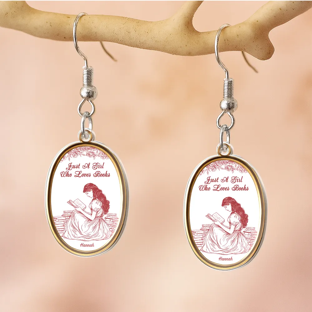 Just A Girl Who Loves Books - Personalized Acrylic Earrings - Image 5