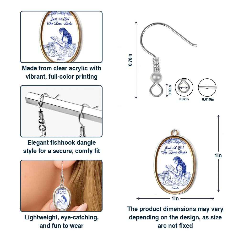 Just A Girl Who Loves Books - Personalized Acrylic Earrings - Image 6