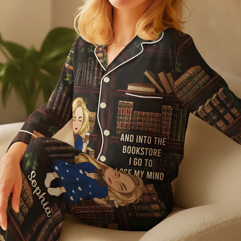Just A Girl Who Loves Books - Personalized Satin Pajama Set - Image 4