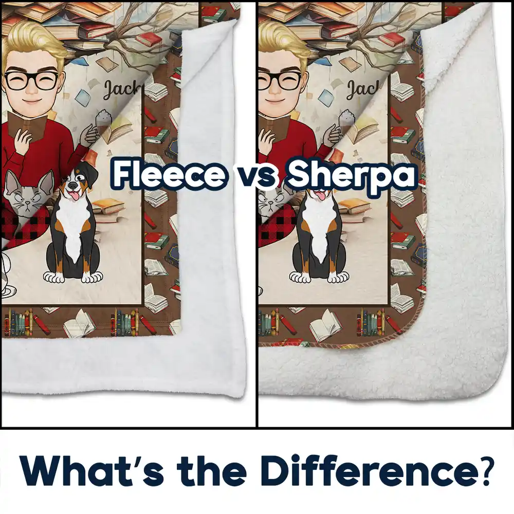 Just A Girl Who Loves Books & Pets - Personalized Fleece Blanket, Sherpa Blanket - Image 4