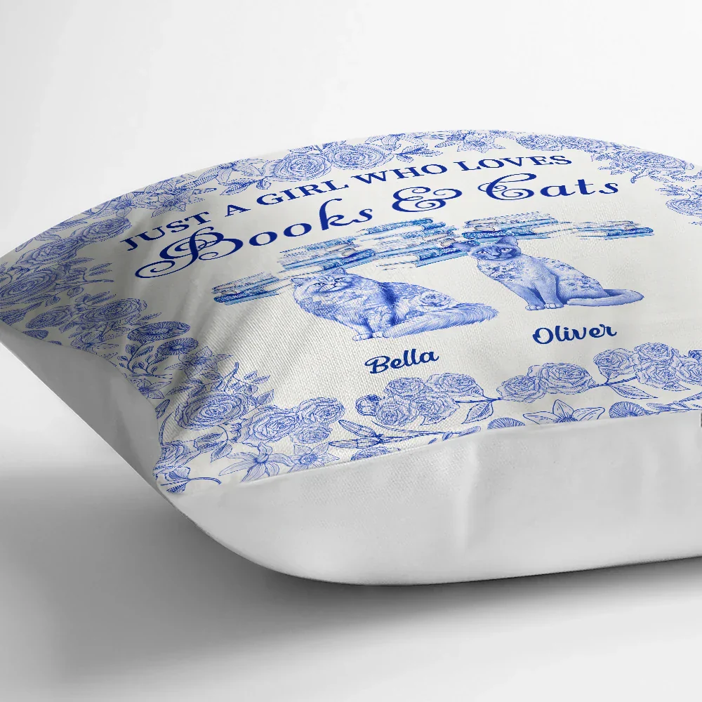 Just A Girl Who Loves Books & Pets Toile De Jouy Pattern - Personalized Pillow - Image 3