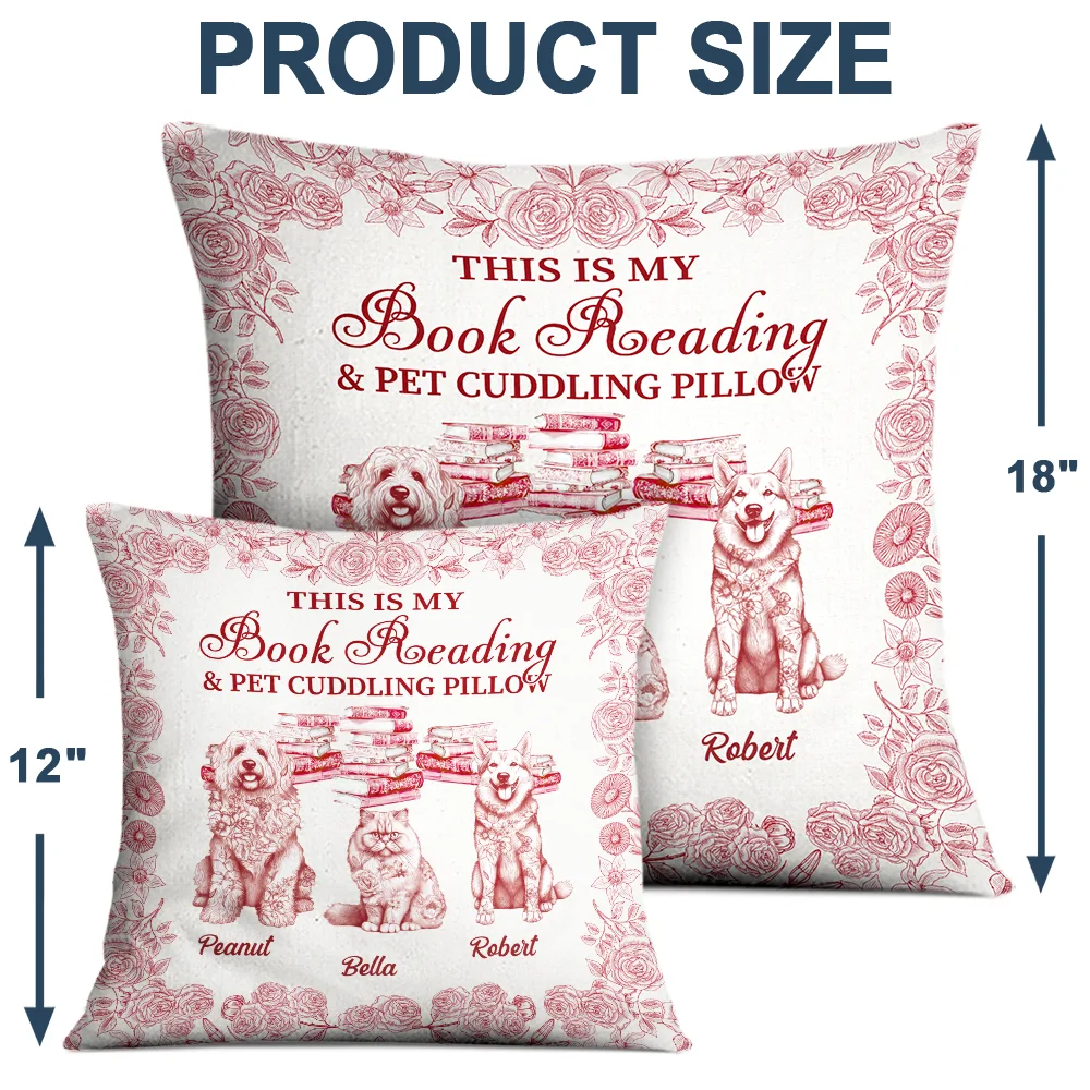 Just A Girl Who Loves Books & Pets Toile De Jouy Pattern - Personalized Pillow - Image 4