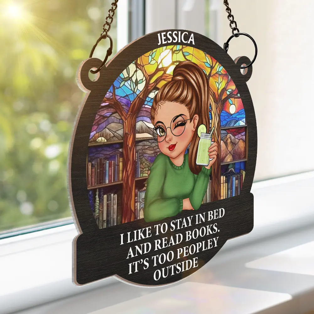 Just A Girl Who Loves Books Women - Personalized Window Hanging Suncatcher Ornament - Image 3
