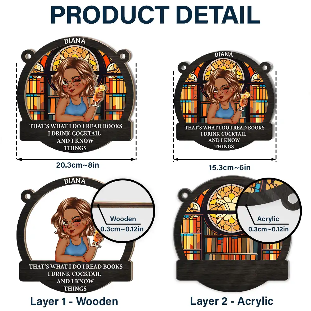 Just A Girl Who Loves Books Women - Personalized Window Hanging Suncatcher Ornament - Image 5