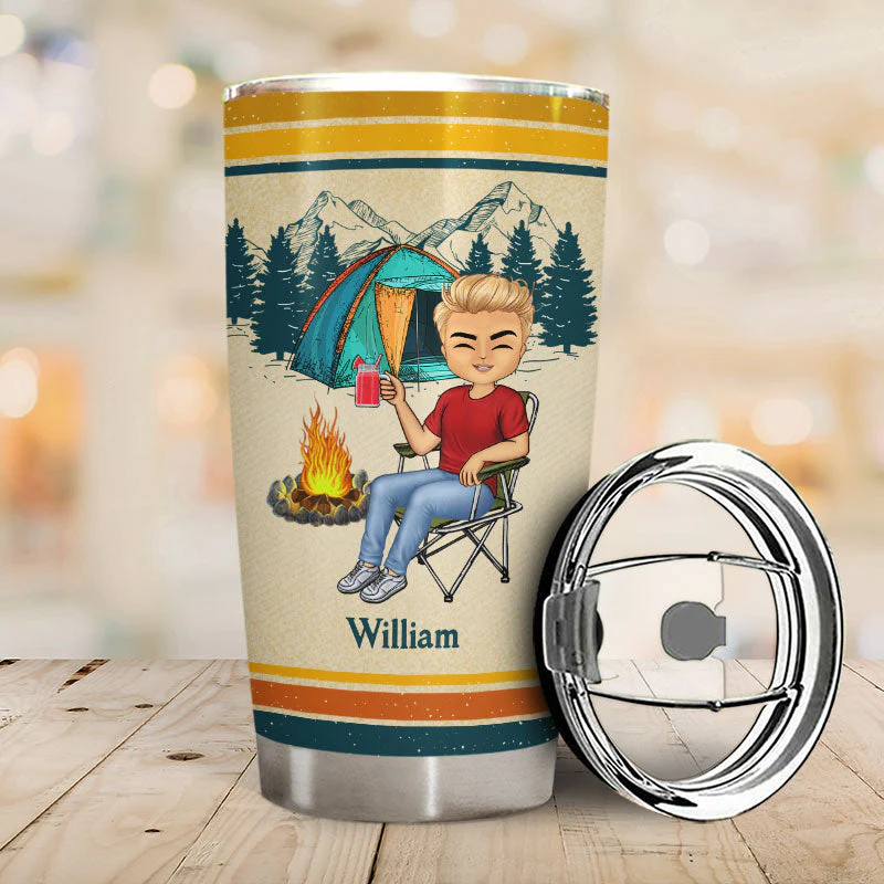 Just A Girl Who Loves Camping - Gift For Camping Lovers - Personalized Custom Tumbler - Image 2