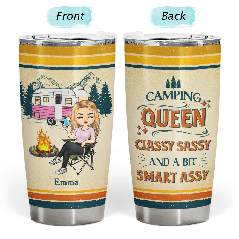 Just A Girl Who Loves Camping - Gift For Camping Lovers - Personalized Custom Tumbler - Image 3