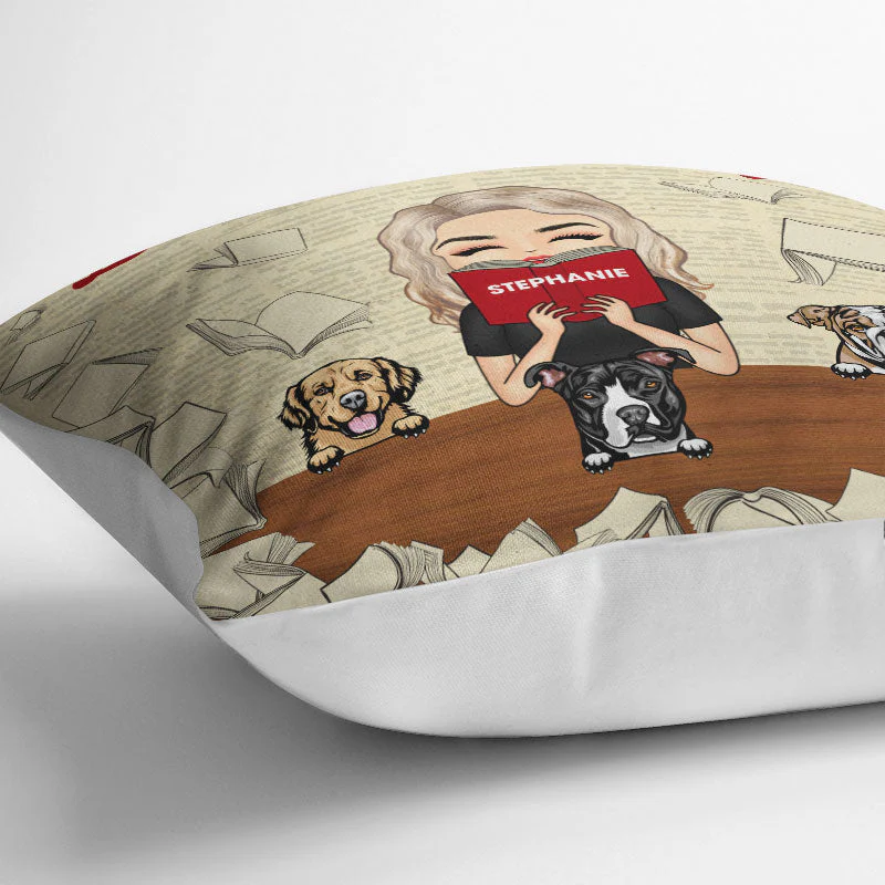 Just A Girl Who Loves Dogs & Books - Gift For Dog & Reading Lovers - Personalized Custom Pillow - Image 3