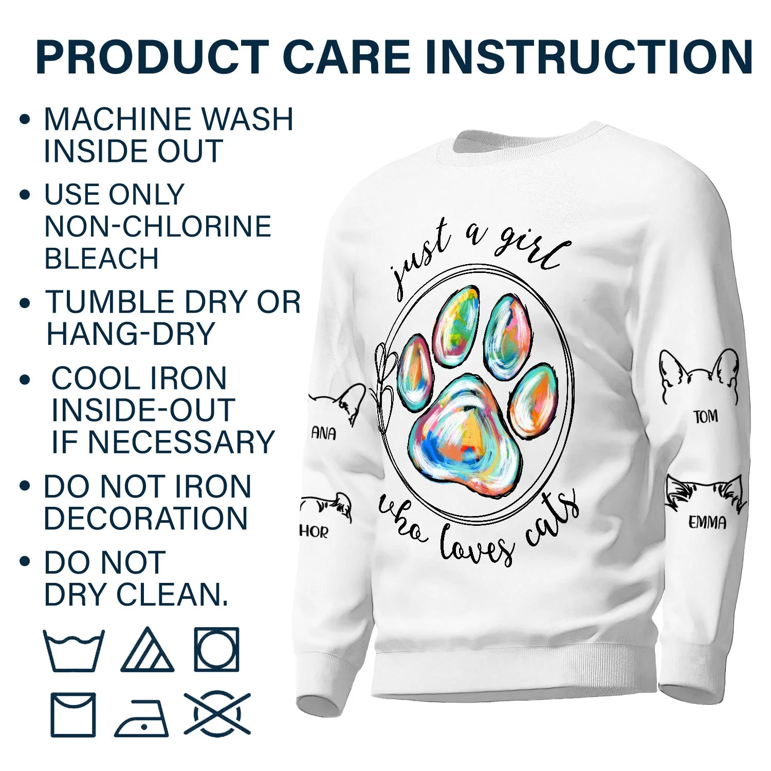 Just A Girl Who Loves Dogs Cats - Birthday, Loving Gift For Dog Lover, Cat Mom, Pet Mum - Personalized Unisex Sweatshirt With Design On Sleeve - Image 6