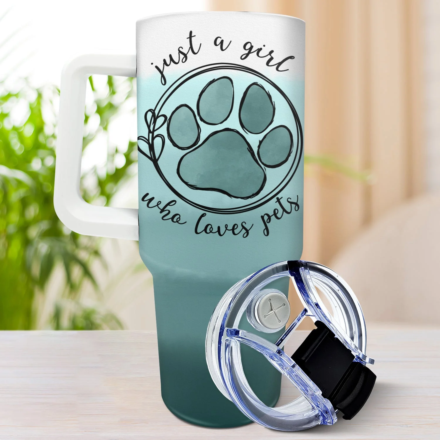 Just A Girl Who Loves Dogs Cats - Birthday, Loving Gift For Pet Lovers, Dog Lovers, Cat Lovers - Personalized 40oz Tumbler With Straw - Image 3
