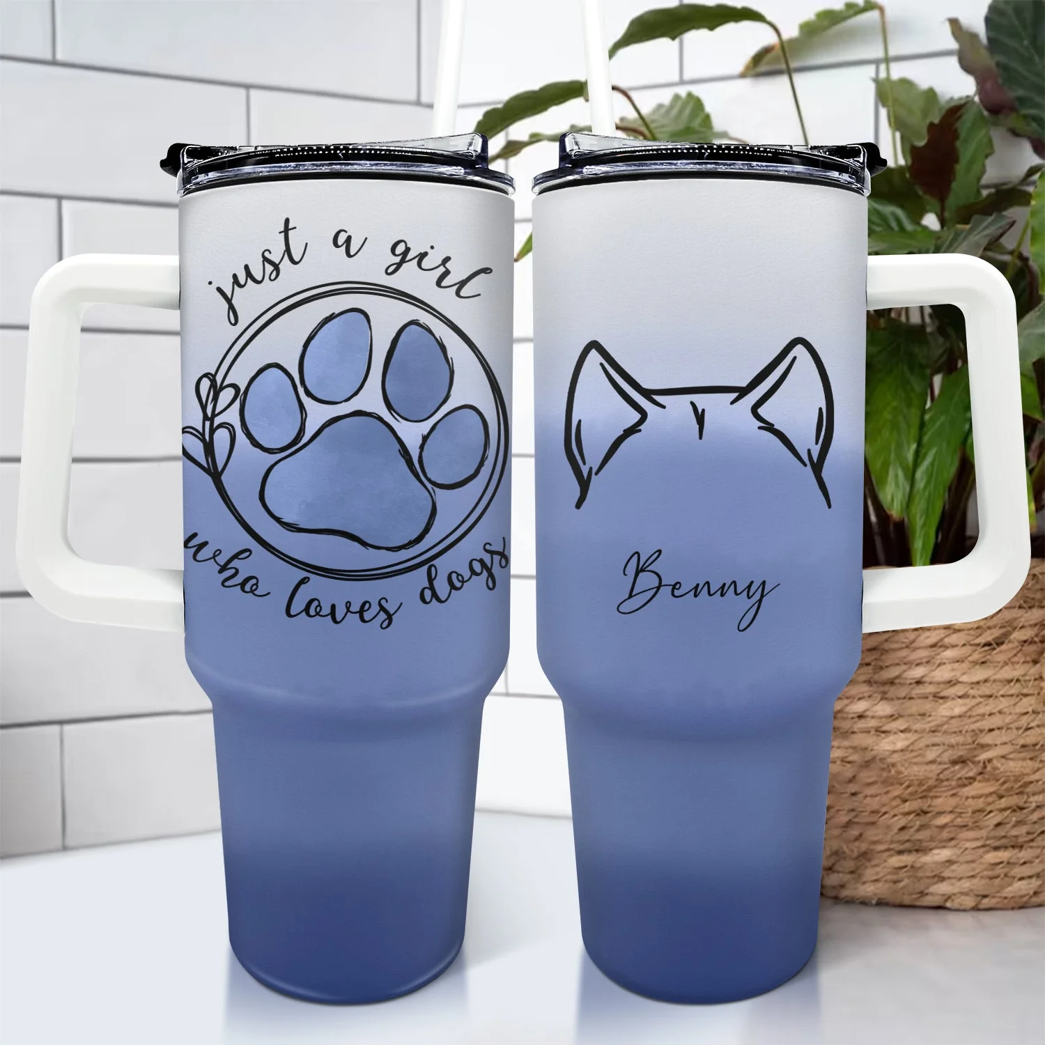 Just A Girl Who Loves Dogs Cats - Birthday, Loving Gift For Pet Lovers, Dog Lovers, Cat Lovers - Personalized 40oz Tumbler With Straw - Image 4