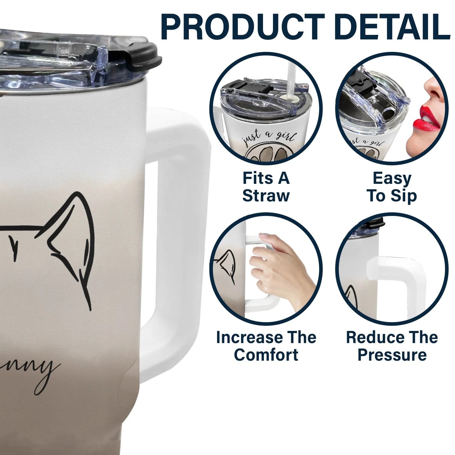 Just A Girl Who Loves Dogs Cats - Birthday, Loving Gift For Pet Lovers, Dog Lovers, Cat Lovers - Personalized 40oz Tumbler With Straw - Image 5