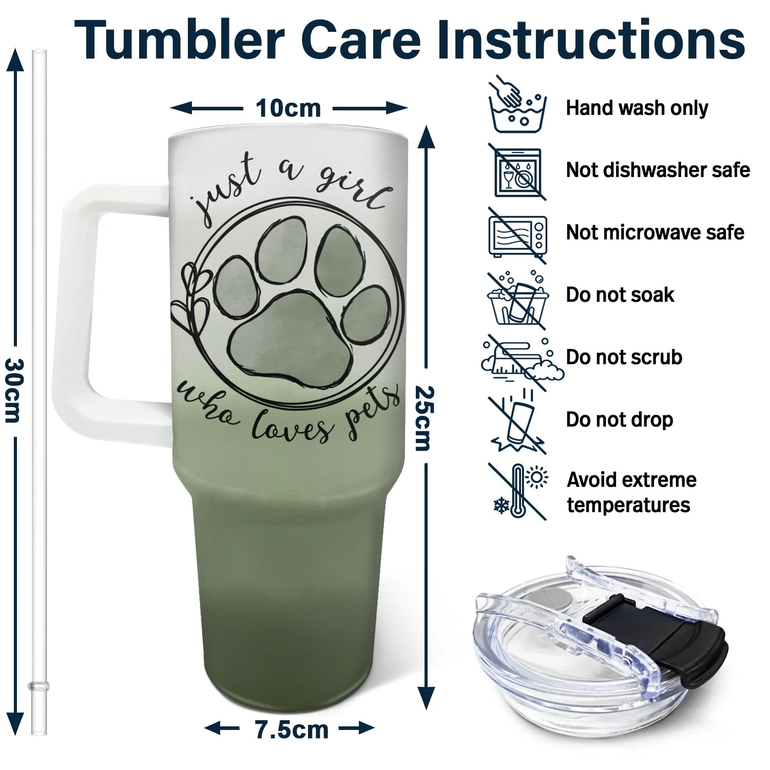 Just A Girl Who Loves Dogs Cats - Birthday, Loving Gift For Pet Lovers, Dog Lovers, Cat Lovers - Personalized 40oz Tumbler With Straw - Image 6