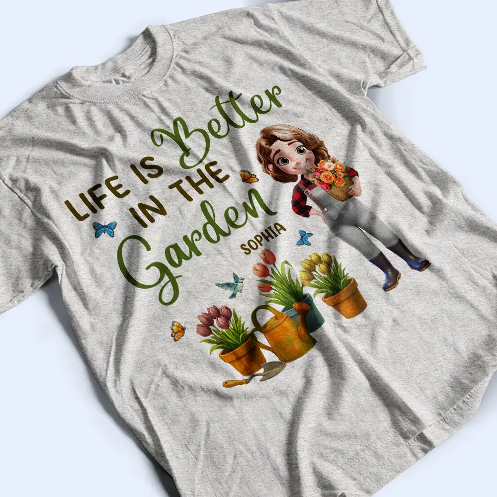 Just A Girl Who Loves Gardening 3D Effect - Personalized T Shirt - Image 3