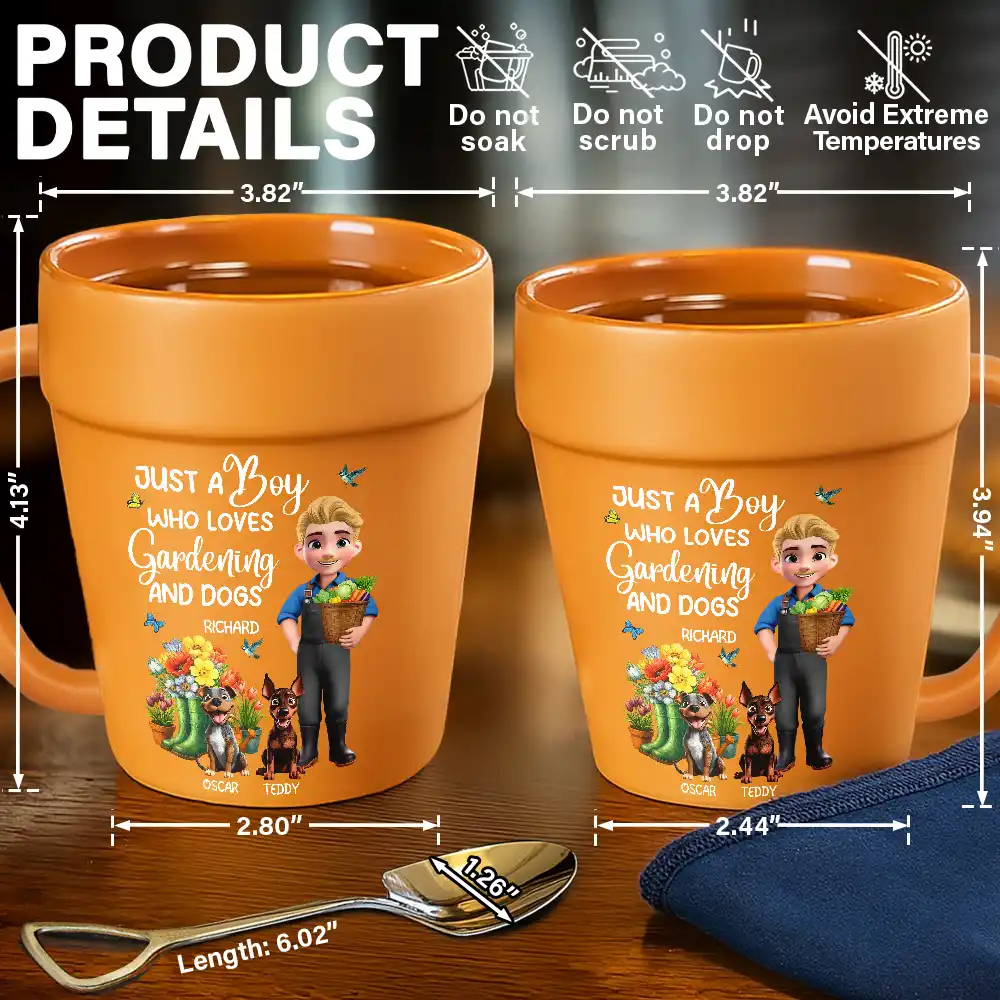 Just A Girl Who Loves Gardening And Dogs - Personalized Plant Pot Ceramic Mug - Image 6