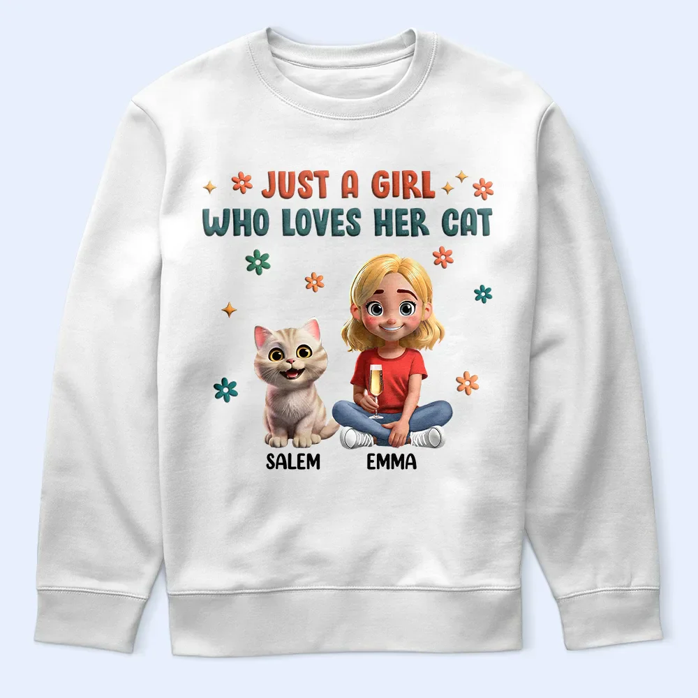 Just A Girl Who Loves Her Cats - Personalized T Shirt - Image 5