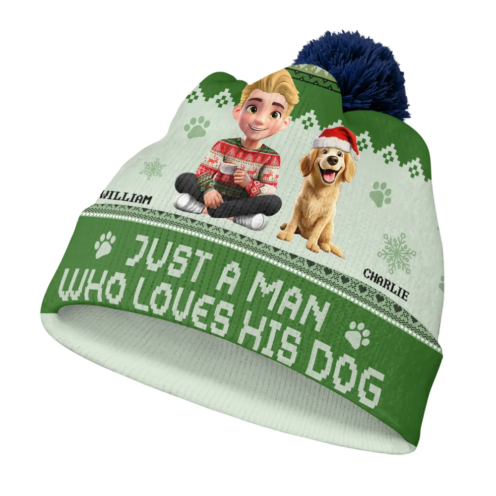 Just A Girl Who Loves Her Dog - Personalized Bobble Beanie Hat - Image 2
