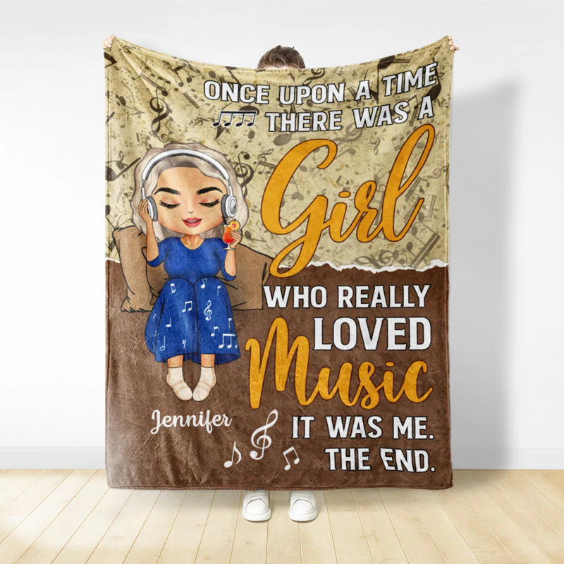 Just A Girl Who Loves Music - Gift For Yourself - Personalized Custom Fleece Blanket - Image 2