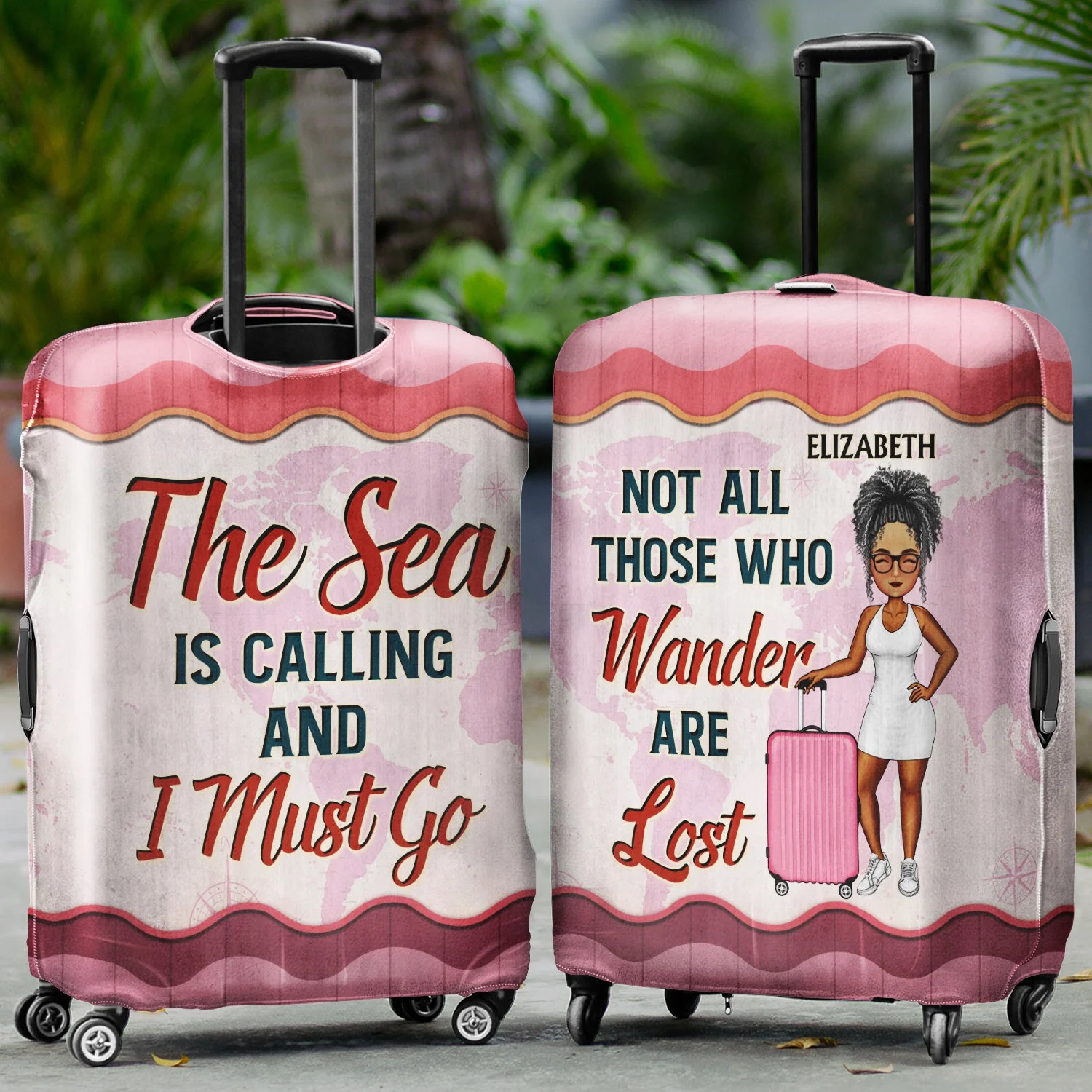 Just A Girl Who Loves Traveling Beach Vacation - Funny, Birthday Gift For Her, Him, Traveling Lovers - Personalized Custom Luggage Cover - Image 2