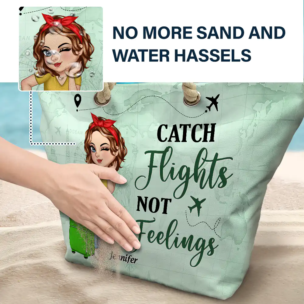 Just A Girl Who Loves Traveling Beach Vacation - Personalized Beach Bag - Image 6