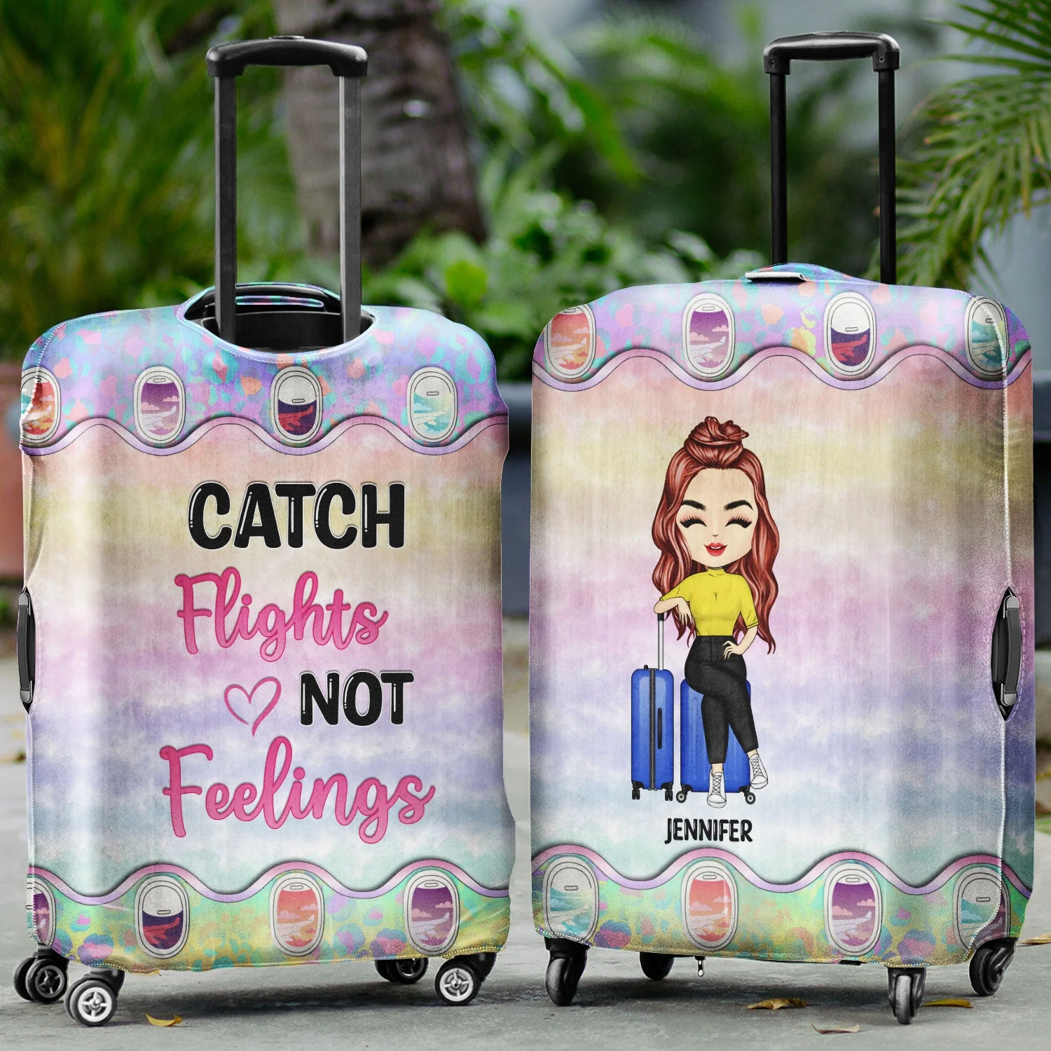 Just A Girl Who Loves Traveling - Birthday Gift For Her, Yourself, Traveler, Wife, Girlfriend, Lover, Daughter, Sister, BFF Best Friend - Personalized Custom Luggage Cover - Image 2