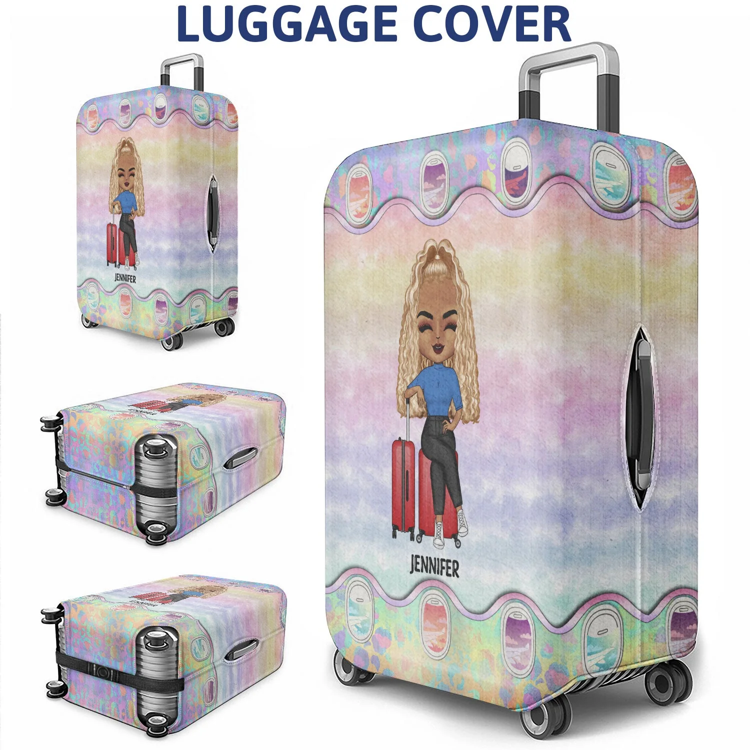 Just A Girl Who Loves Traveling - Birthday Gift For Her, Yourself, Traveler, Wife, Girlfriend, Lover, Daughter, Sister, BFF Best Friend - Personalized Custom Luggage Cover - Image 3