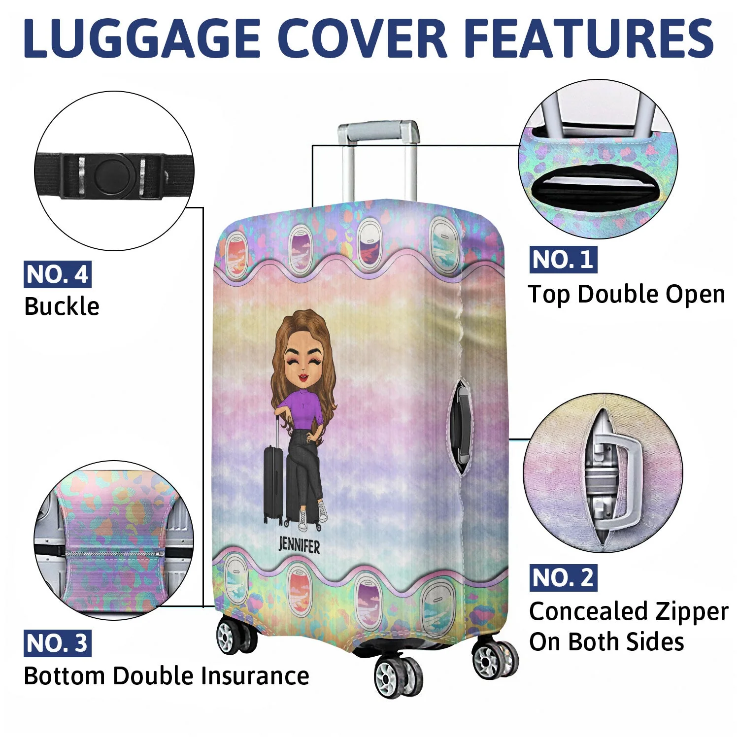 Just A Girl Who Loves Traveling - Birthday Gift For Her, Yourself, Traveler, Wife, Girlfriend, Lover, Daughter, Sister, BFF Best Friend - Personalized Custom Luggage Cover - Image 4
