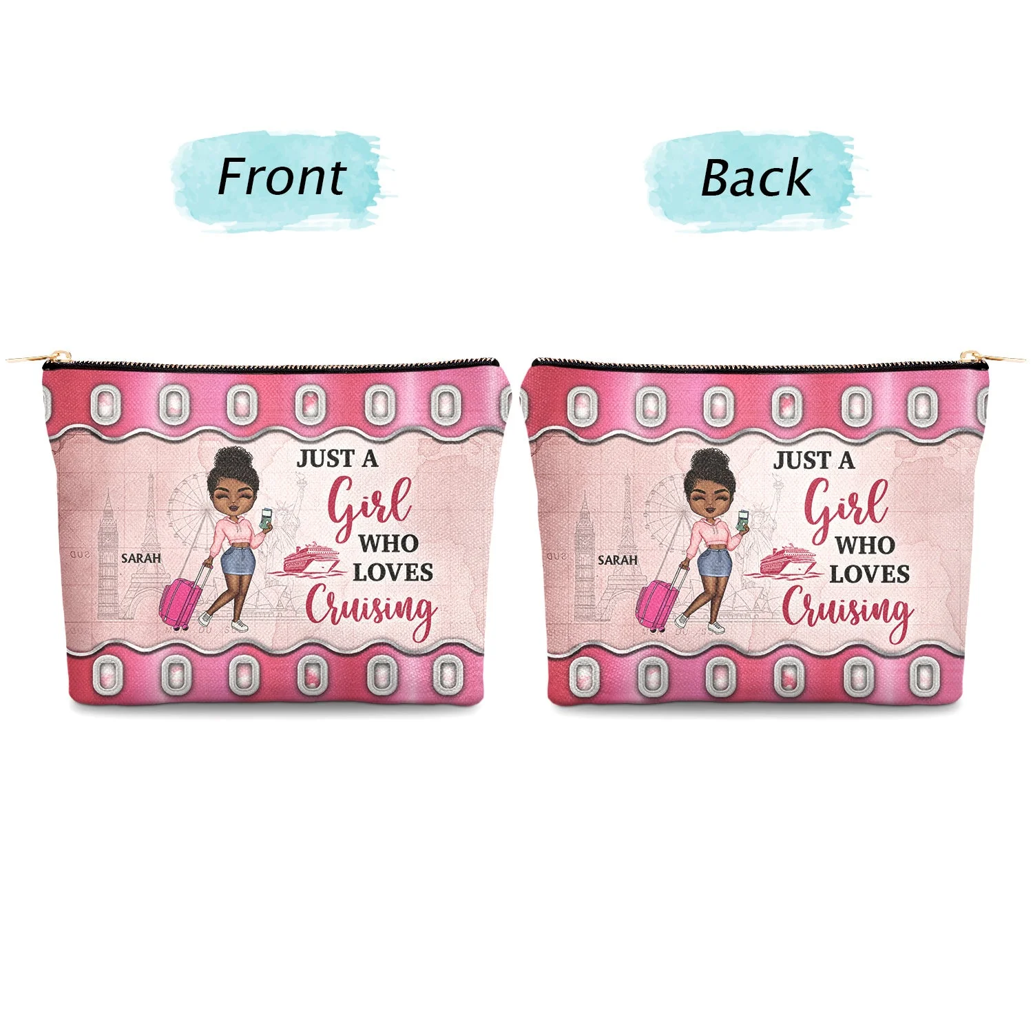 Just A Girl Who Loves Traveling - Gift For Travel Lovers - Personalized Cosmetic Bag - Image 4