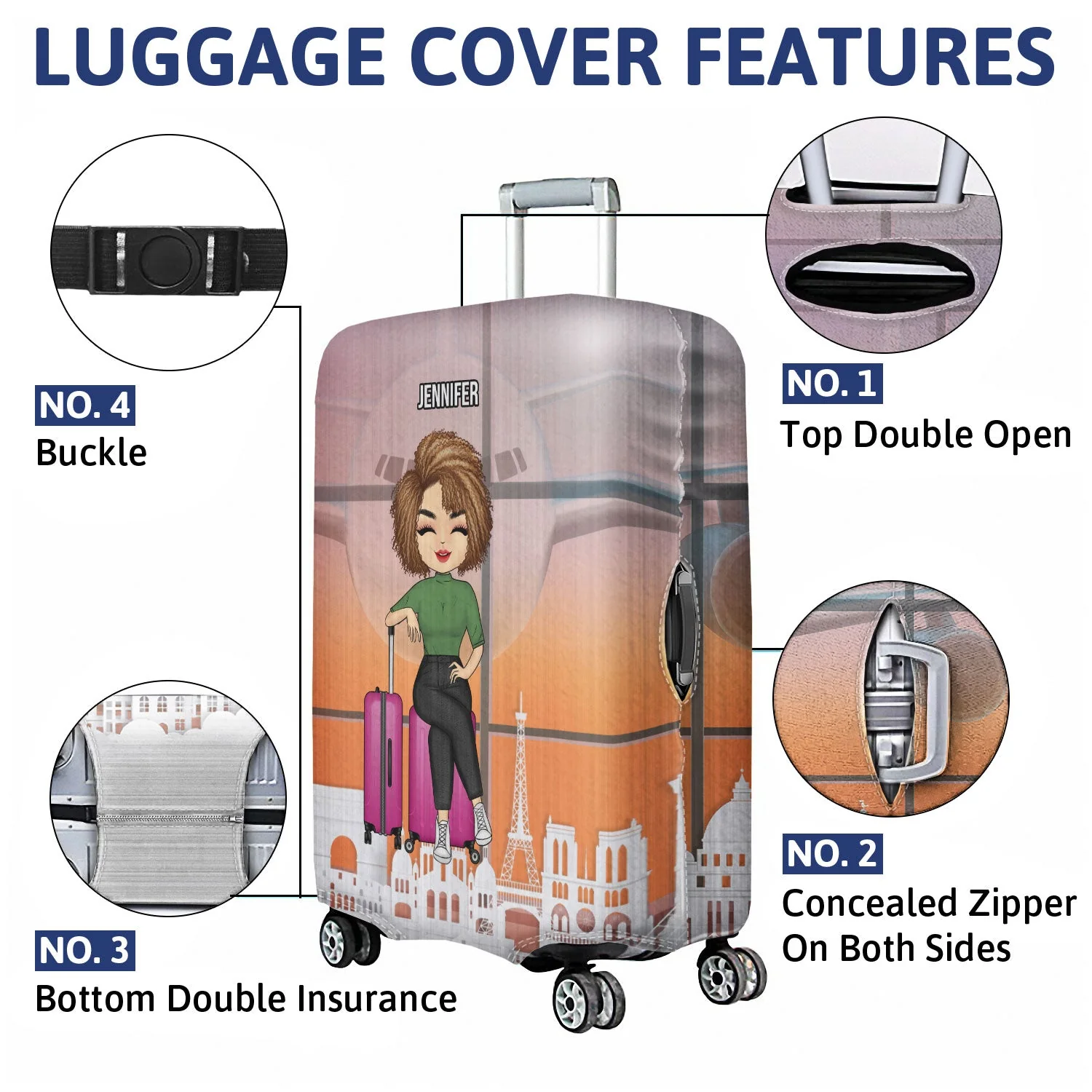 Just A Girl Who Loves Traveling - Gift For Travel Lovers - Personalized Custom Luggage Cover - Image 4