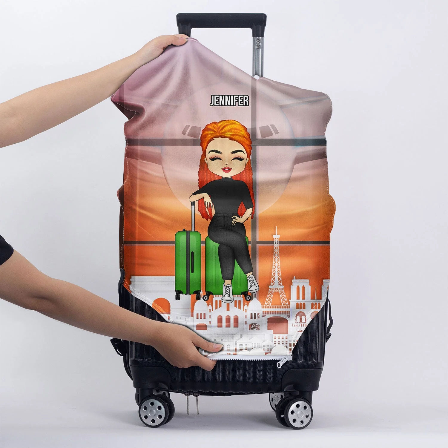 Just A Girl Who Loves Traveling - Gift For Travel Lovers - Personalized Custom Luggage Cover - Image 5