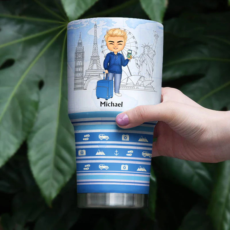 Just A Girl Who Loves Traveling - Gift For Traveling Lovers - Personalized Custom 30 Oz Tumbler - Image 4