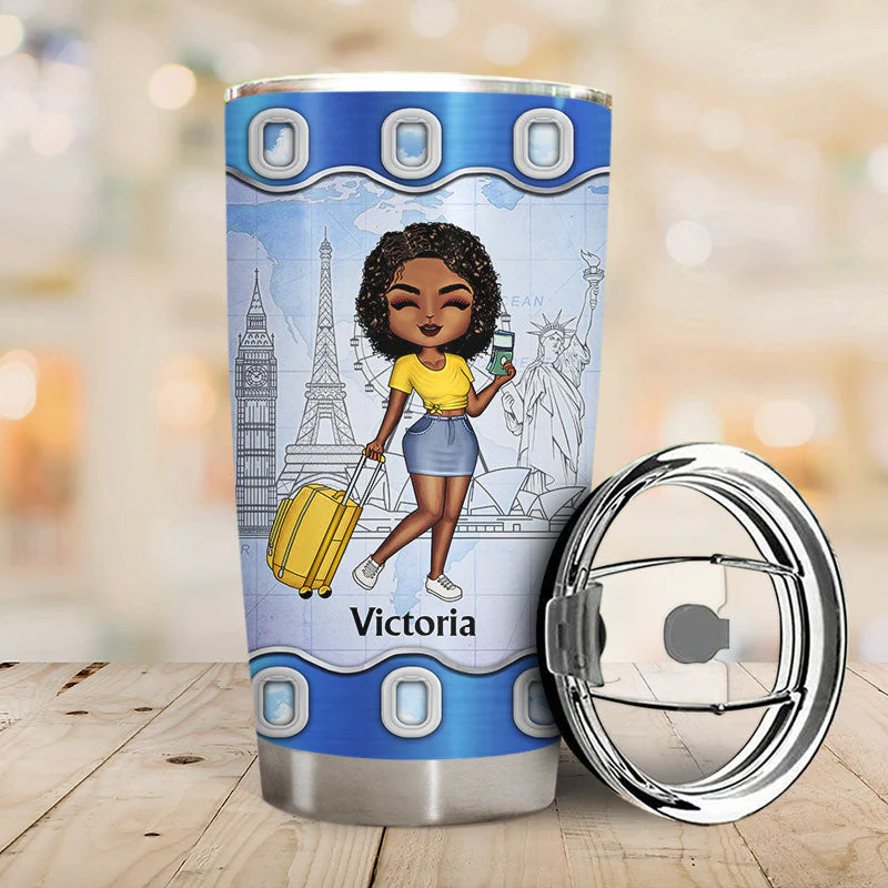 Just A Girl Who Loves Traveling - Gift For Traveling Lovers - Personalized Custom Tumbler - Image 2