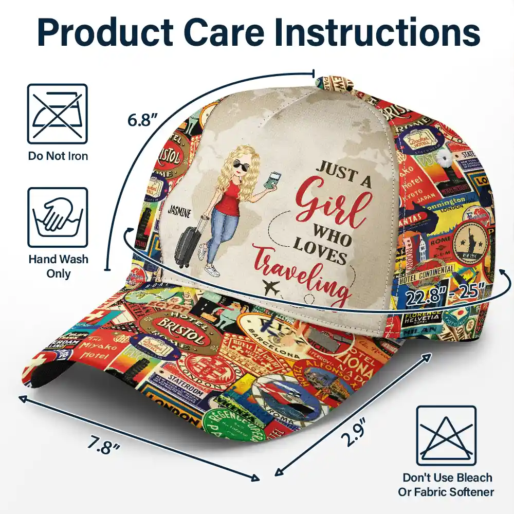 Just A Girl Who Loves Traveling - Personalized Classic Cap - Image 7