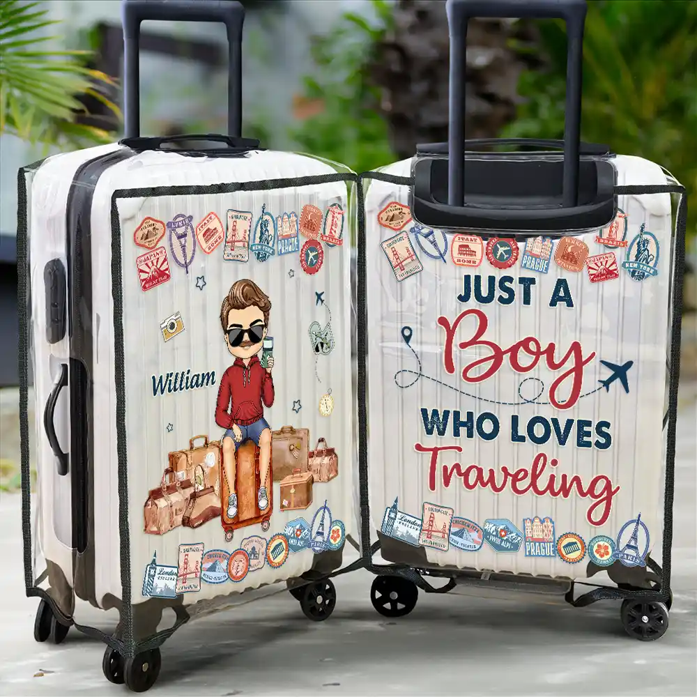 Just A Girl Who Loves Traveling - Personalized Clear Luggage Cover - Image 2
