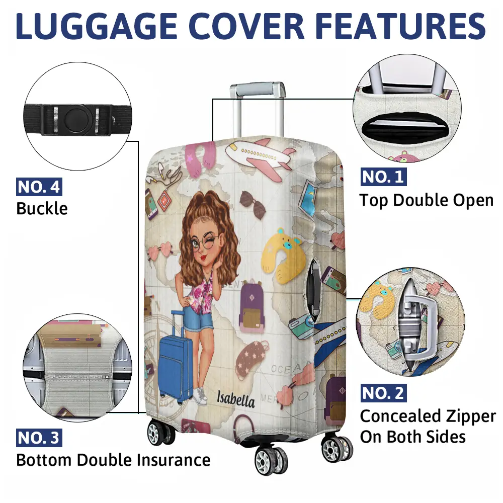 Just A Girl Who Loves Traveling - Personalized Luggage Cover - Image 4