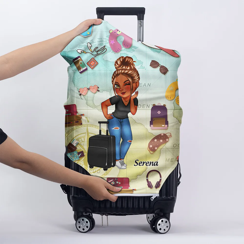 Just A Girl Who Loves Traveling - Personalized Luggage Cover - Image 5