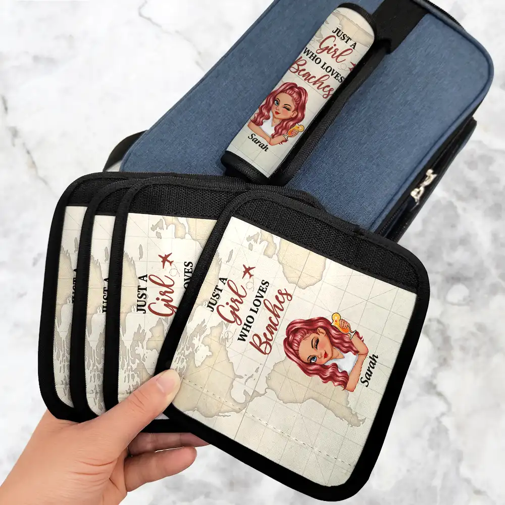 Just A Girl Who Loves Traveling - Personalized Luggage Handle Wrap - Image 3