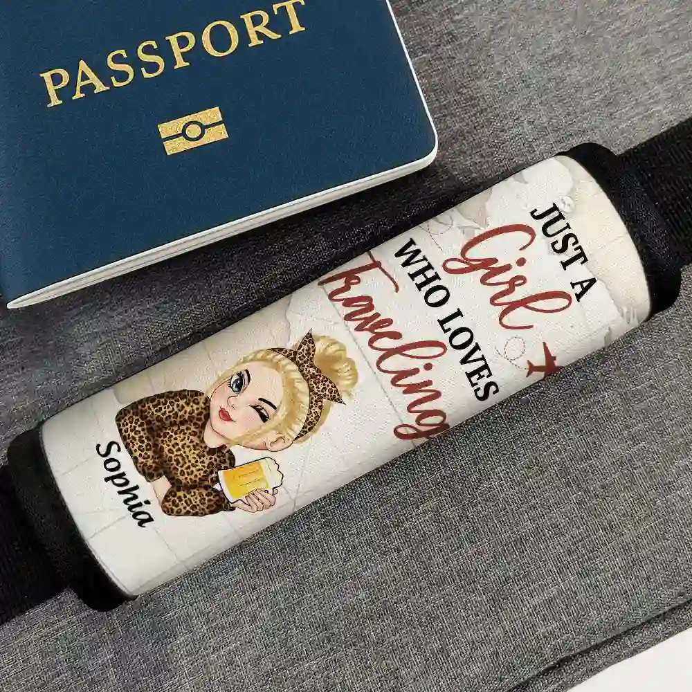 Just A Girl Who Loves Traveling - Personalized Luggage Handle Wrap - Image 4