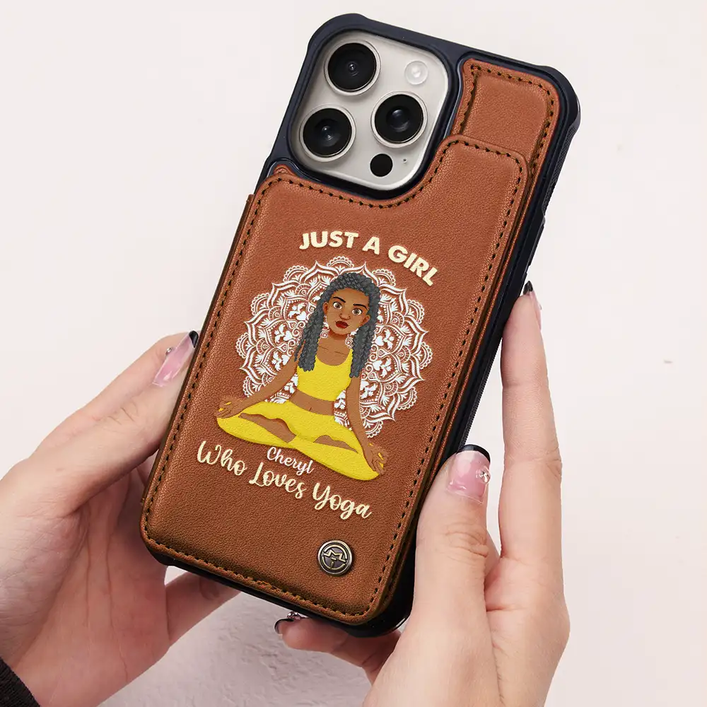 Just A Girl Who Loves Yoga - Personalized Leather Flip Wallet Phone Case - Image 2