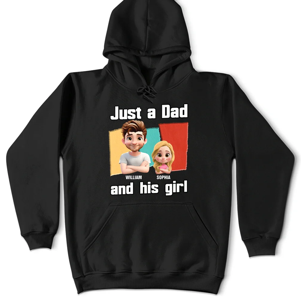 Just A Grandpa Dad And His Girl Comic Style - Personalized T Shirt - Image 4