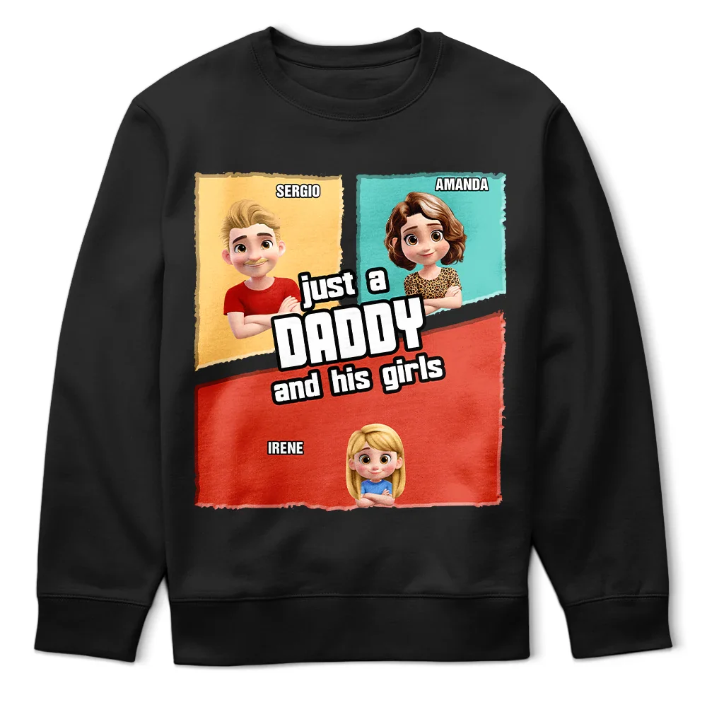 Just A Grandpa Dad And His Girl Comic Style - Personalized T Shirt - Image 5
