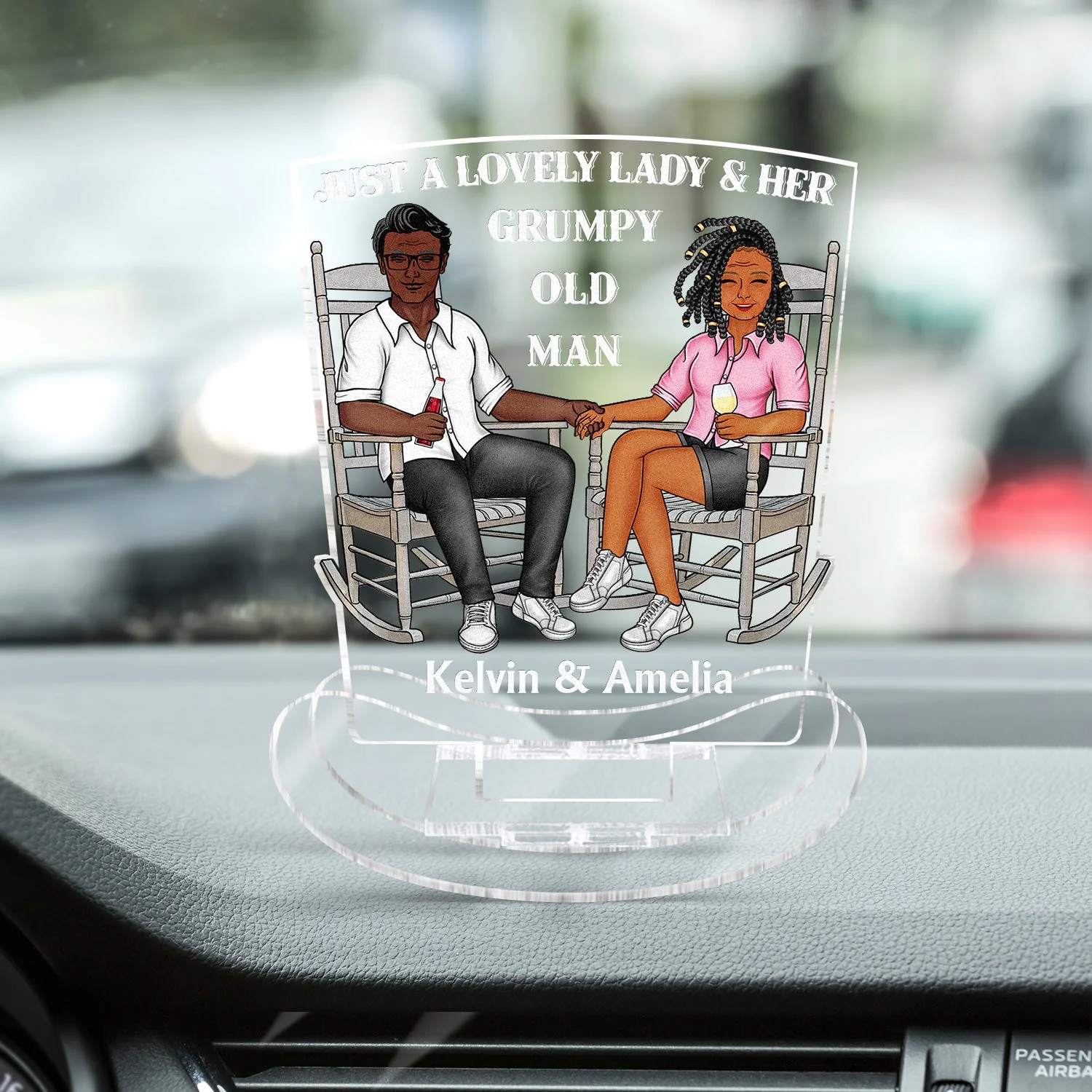 Just A Lovely Lady And Her Grumpy Old Man - Loving, Anniversary Gift For Couple, Spouse, Husband, Wife - Personalized Acrylic Shaking Stand - Image 4