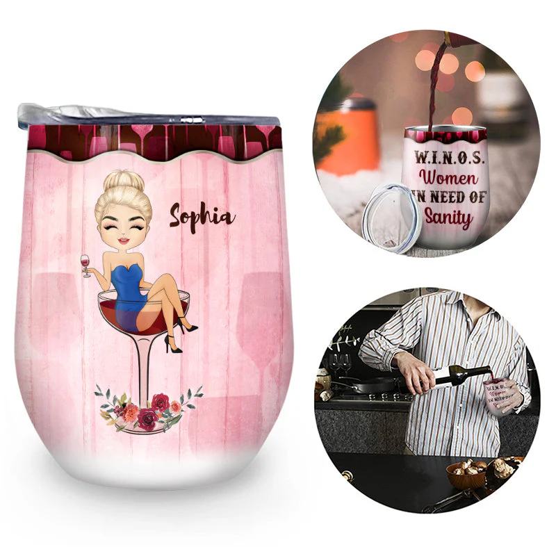 Just A Woman Who Loves Wine - Personalized Custom Wine Tumbler - Image 2
