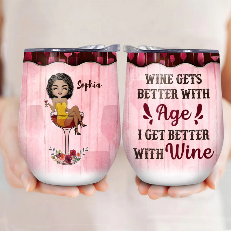 Just A Woman Who Loves Wine - Personalized Custom Wine Tumbler - Image 3