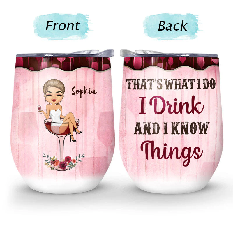 Just A Woman Who Loves Wine - Personalized Custom Wine Tumbler - Image 4