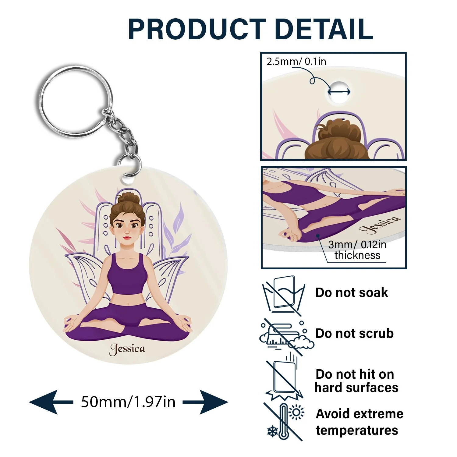 Just Breathe - Gift For Yoga Lovers - Personalized Acrylic Keychain - Image 5