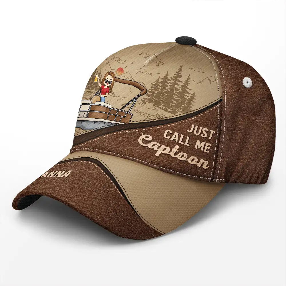 Just Call Me Captoon Pontoon Captain - Personalized Classic Cap - Image 2
