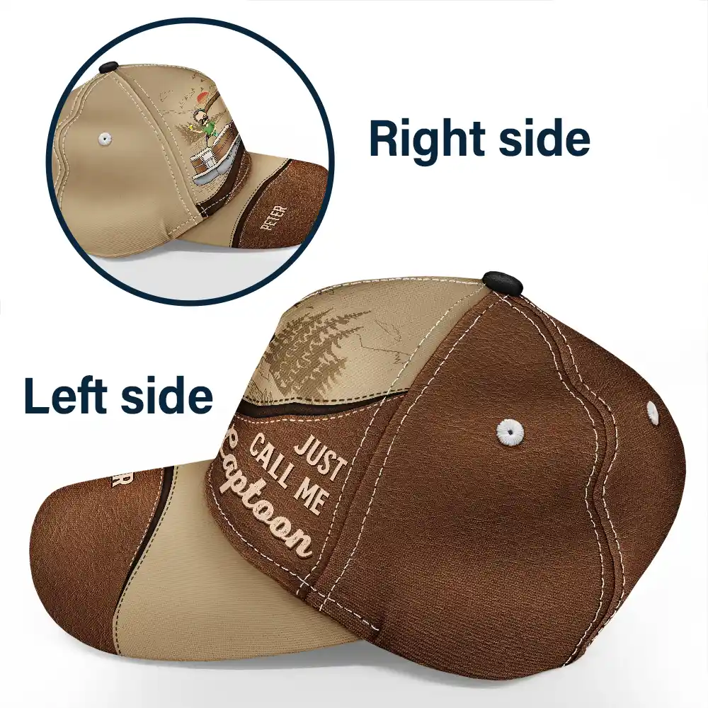 Just Call Me Captoon Pontoon Captain - Personalized Classic Cap - Image 3
