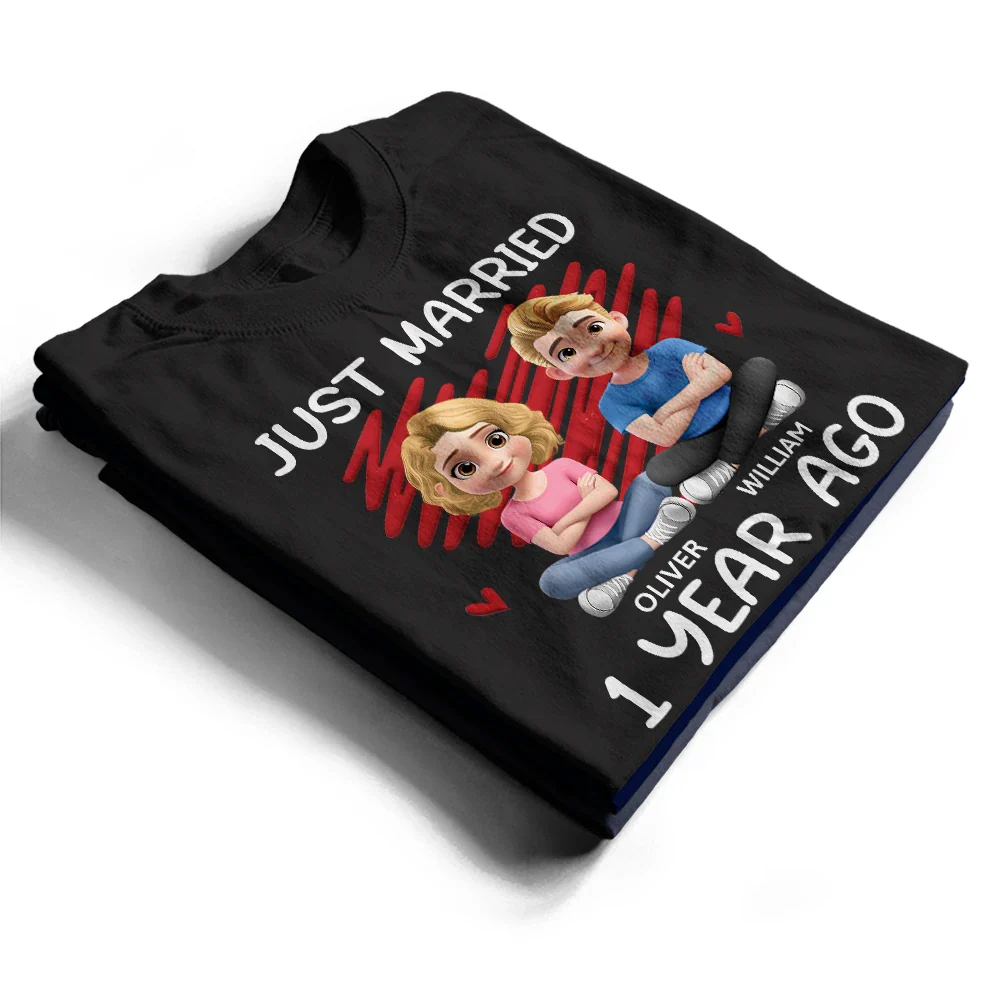 Just Married Many Years Ago Couple - Personalized T Shirt - Image 2